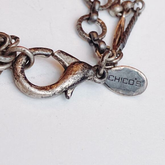 Y2K Signed Chico’s Mixed Metal Starburst Pendant Necklace Red Black Rhinestones - Picture 8 of 13